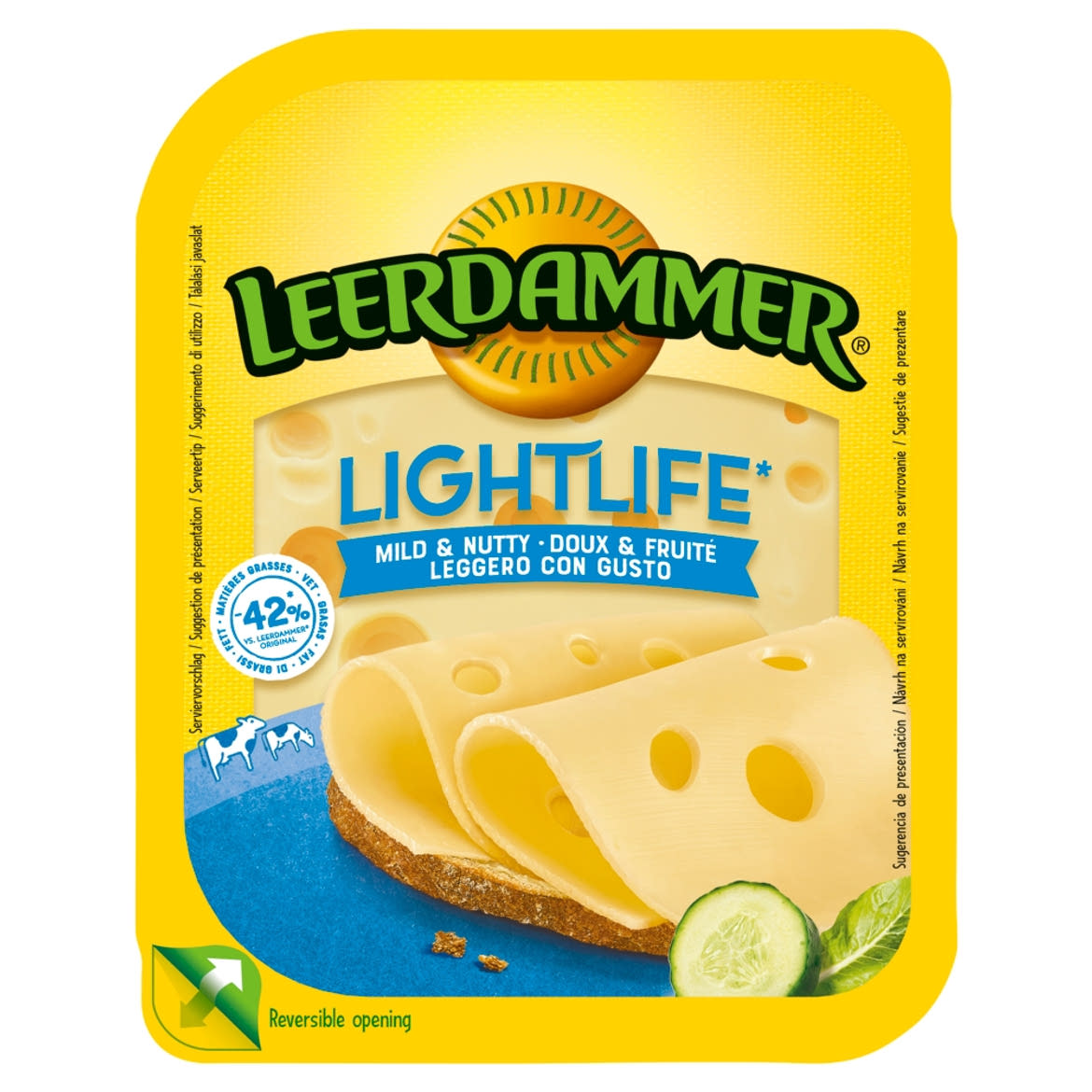 Leerdammer Lightlife félkemény félzsíros szeletelt sajt