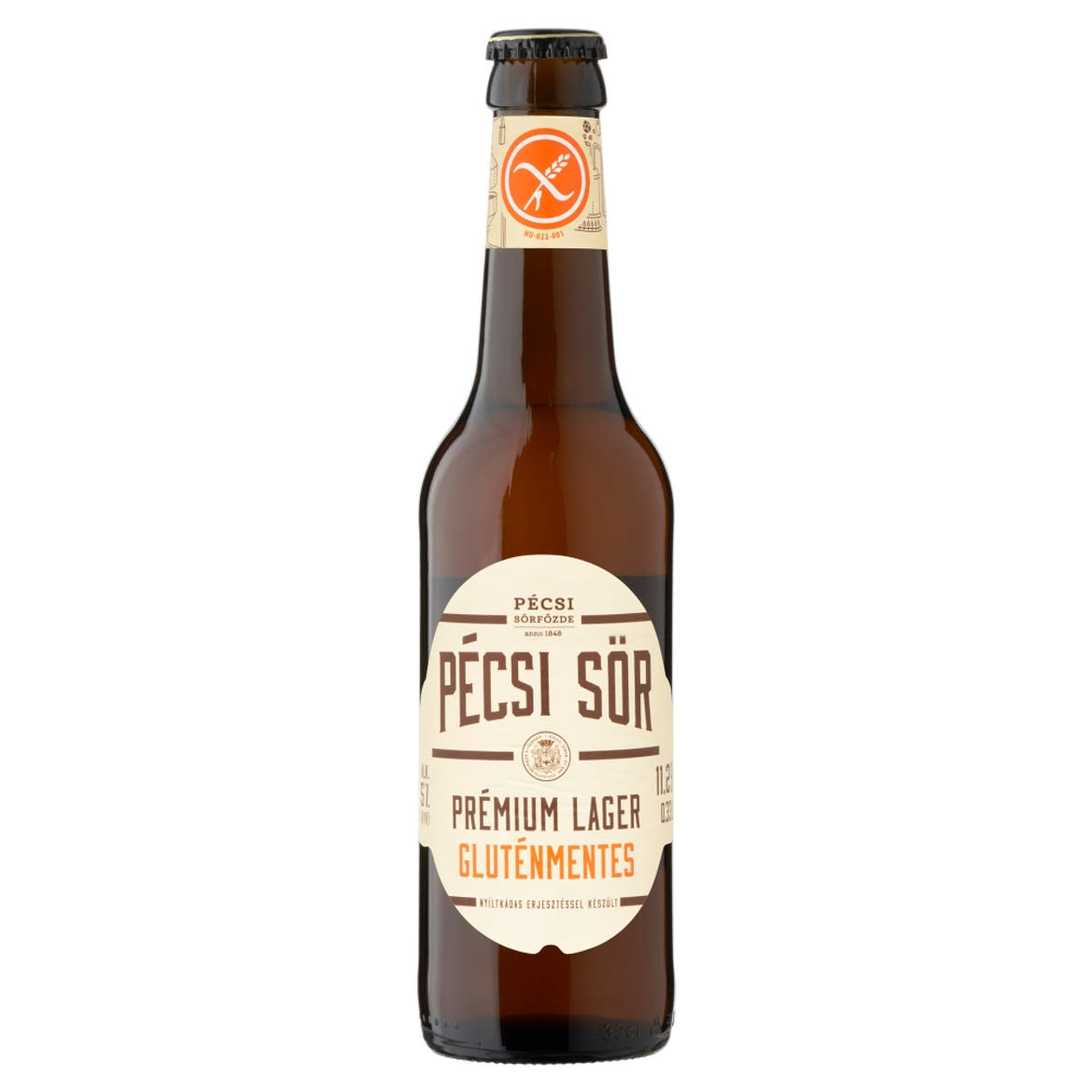 Pécsi Sör Prémium Lager gluténmentes minőségi világos sör 5% 0,33 l