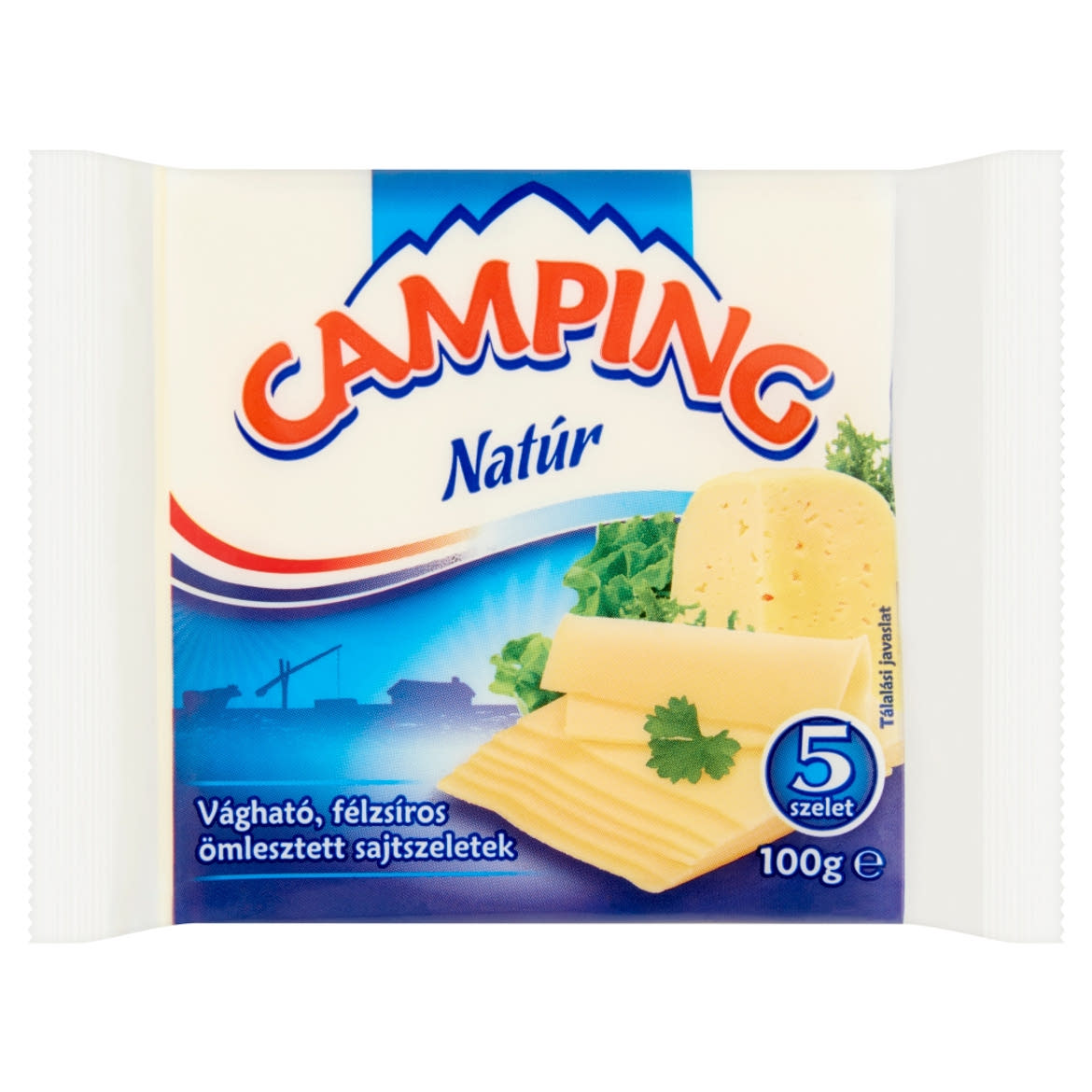Camping natúr vágható, félzsíros ömlesztett sajtszeletek 5 db