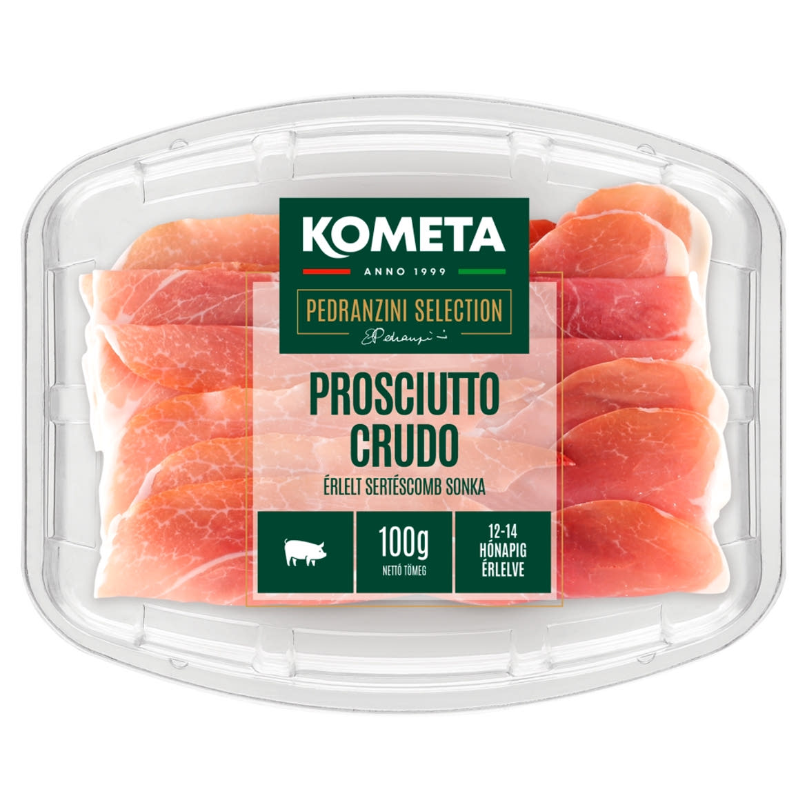 Kometa Pedranzini Selection Prosciutto Crudo szeletelt, nyers, érlelt sertéscomb sonka  100 g