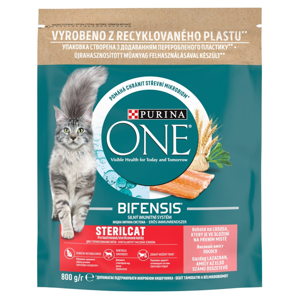 Purina One Sterilcat lazacban és búzában gazdag teljes értékű állateledel felnőtt macskáknak