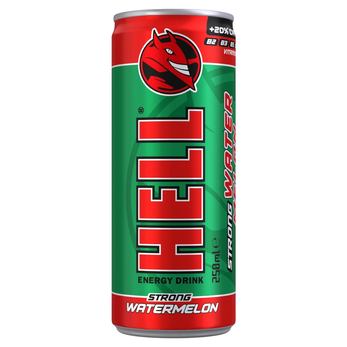HELL Strong görögdinnye- és tuttifruttiízű, koffeintartalmú, szénsavas, alkoholmentes ital