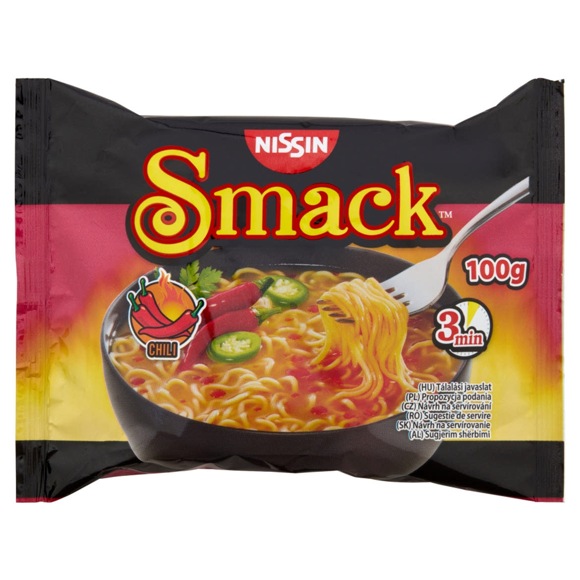 Nissin Smack instant tésztaleves chili ízesítéssel