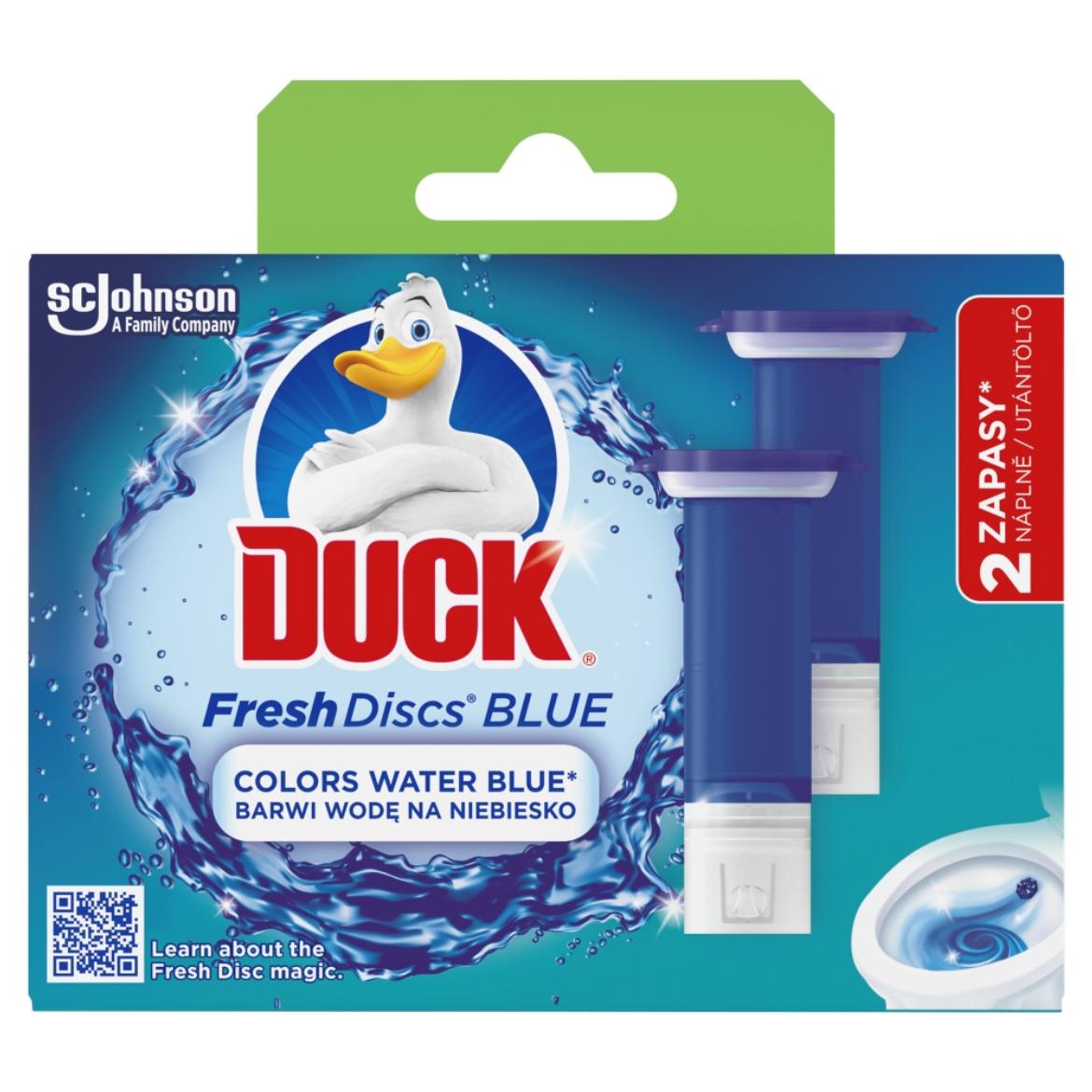 Duck Fresh Discs Blue 2 darabos WC-öblítő korong utántöltő színező hatással 2 x  (72 ml)
