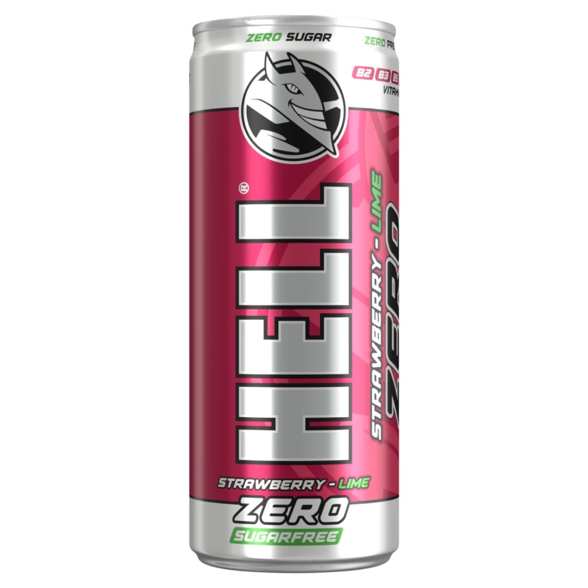 HELL Zero Strawberry szénsavas energiaital édesítőszerekkel