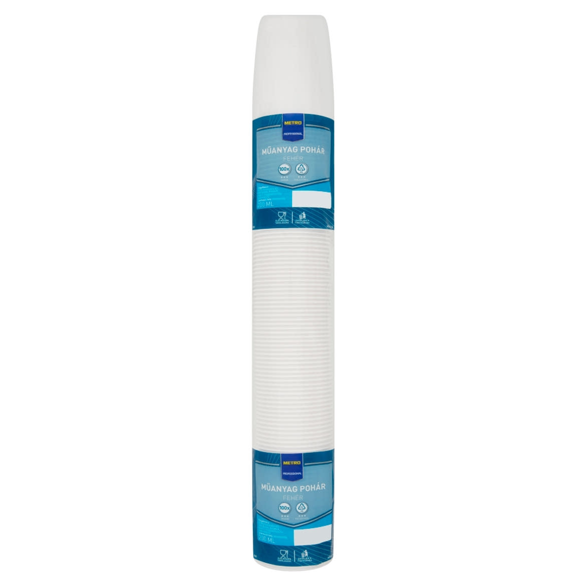 Metro Professional fehér műanyag pohár 200 ml 100 db