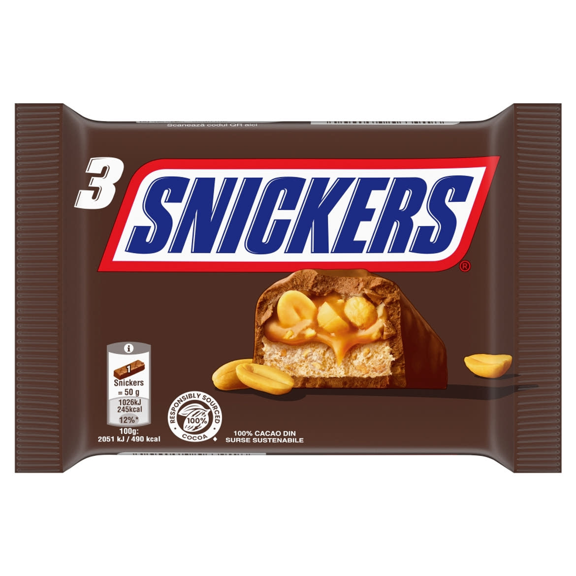 Snickers karamellás földimogyorós krémes szelet földimogyoró darabokkal 3 x  (1)