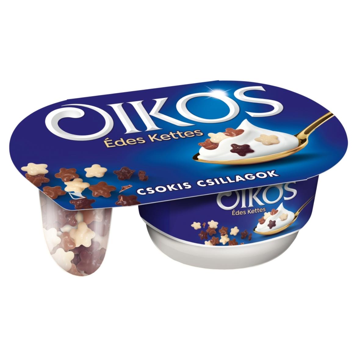 Danone Oikos Édes Kettes édesített joghurt vaníliaízű, csokoládéval bevont gabonacsillagokkal