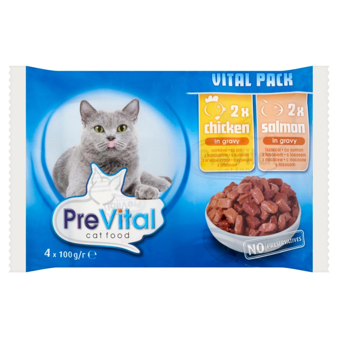 PreVital teljes értékű állateledel felnőtt macskák számára csirkével és lazaccal 4 x