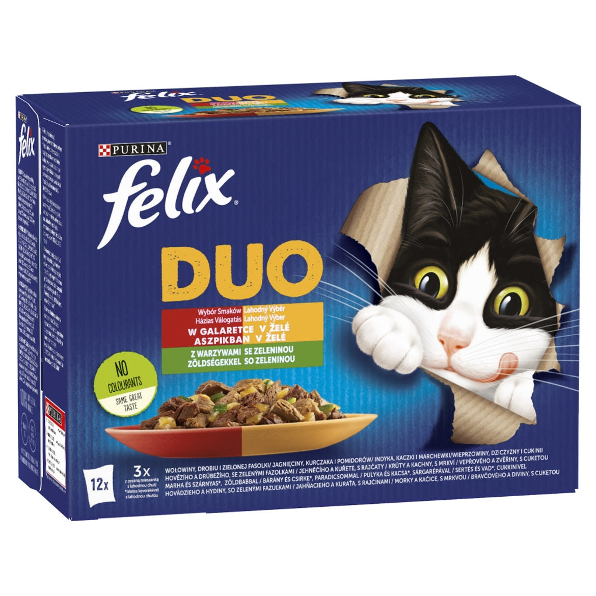 Felix Fantastic Duo Házias Válogatás zöldséggel aszpikban nedves macskaeledel 12 x
