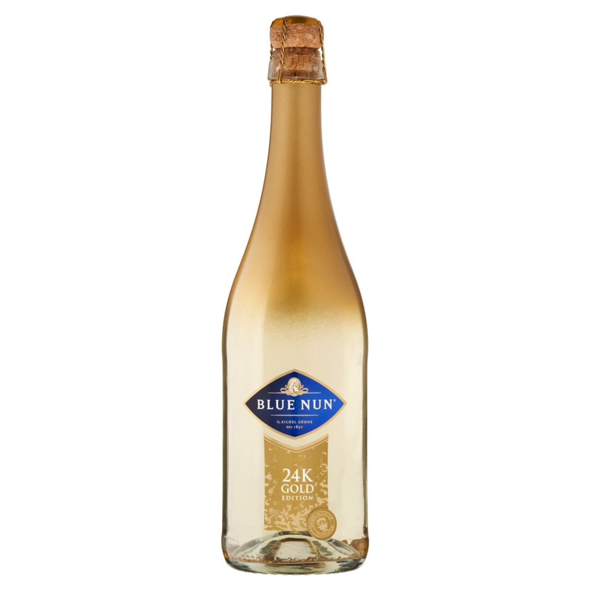 Blue Nun 24K Gold Edition aranypelyhes, édes fehér pezsgő boralapú ital 11%