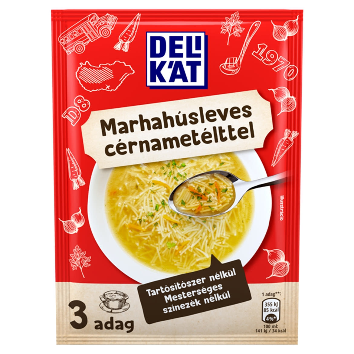 Delikát marhahúsleves cérnametélttel