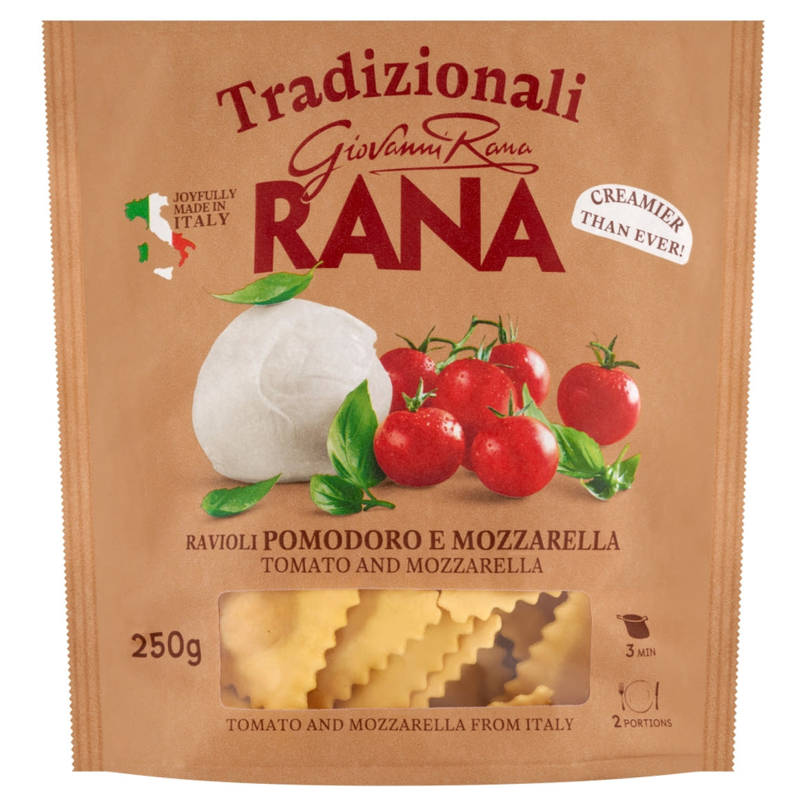 Giovanni Rana friss tojásos tészta paradicsomos és mozzarella alapú töltelékkel
