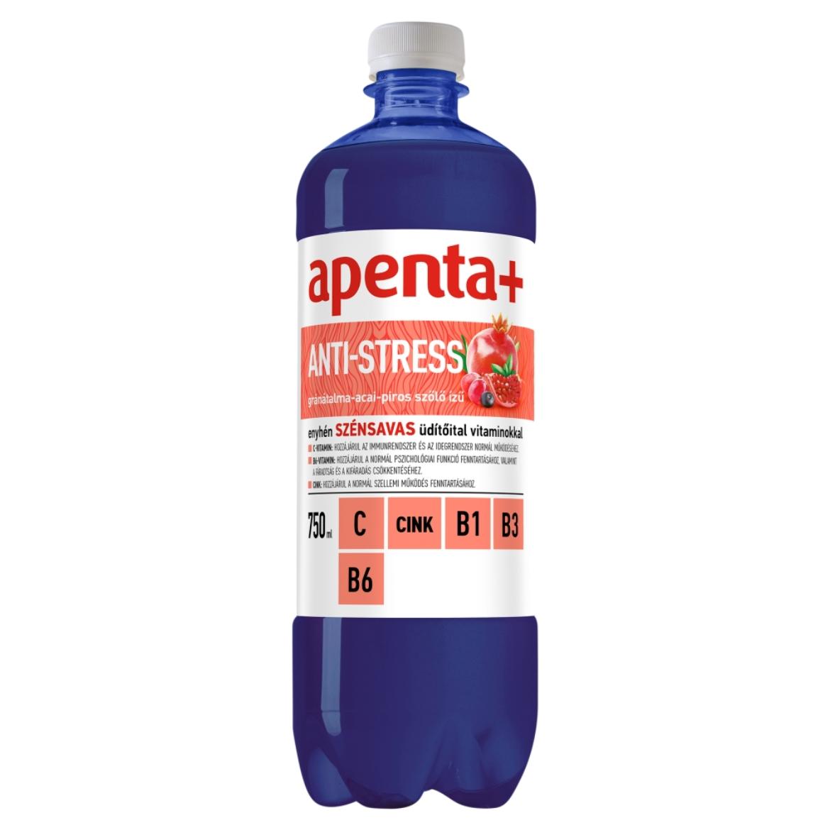 Apenta+ Anti-Stress gránátalma-acai-piros szóló ízű, enyhén szénsavas üdítőital
