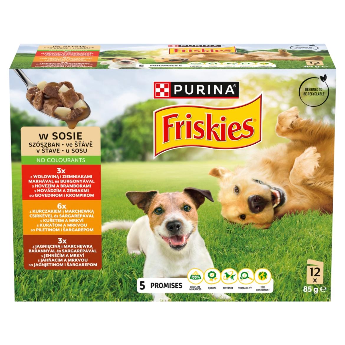 Friskies teljes értékű kutyaeledel felnőtt kutyák számára szószban 12 x  (1020 g)
