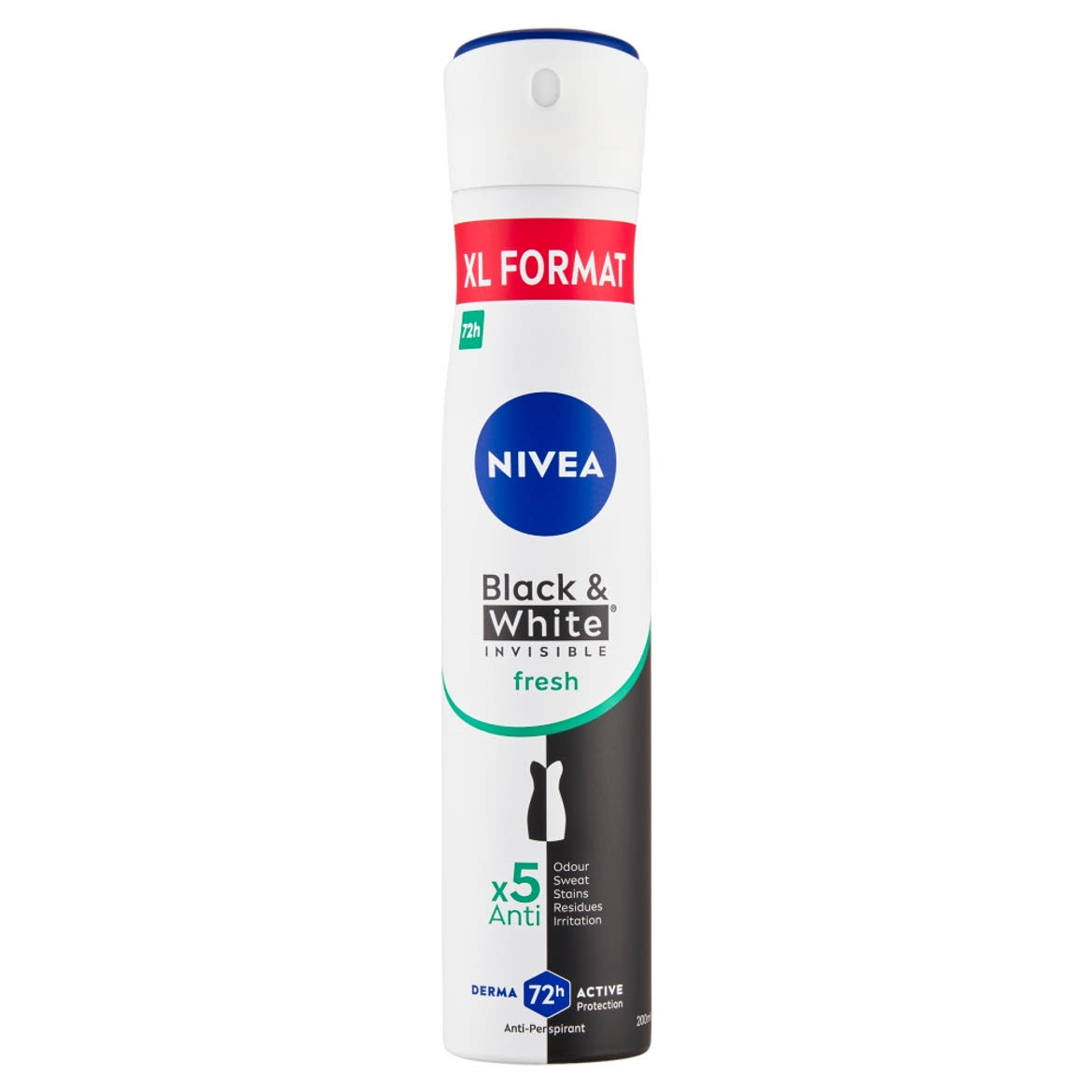 NIVEA, Női deo spray, izzadasgátló, Black&White Fresh, 5 in 1,