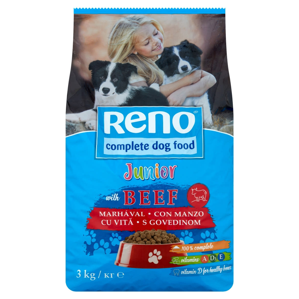 Reno Junior teljes értékű állateledel kölyökkutyák számára marhával