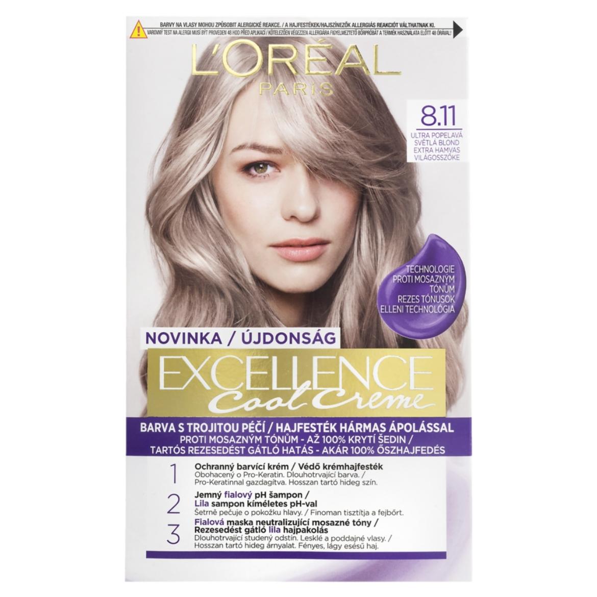 L'Oréal Paris Excellence krémes, tartós hajfesték COOL CRÉME  8.1Extra hamvas világosszőke