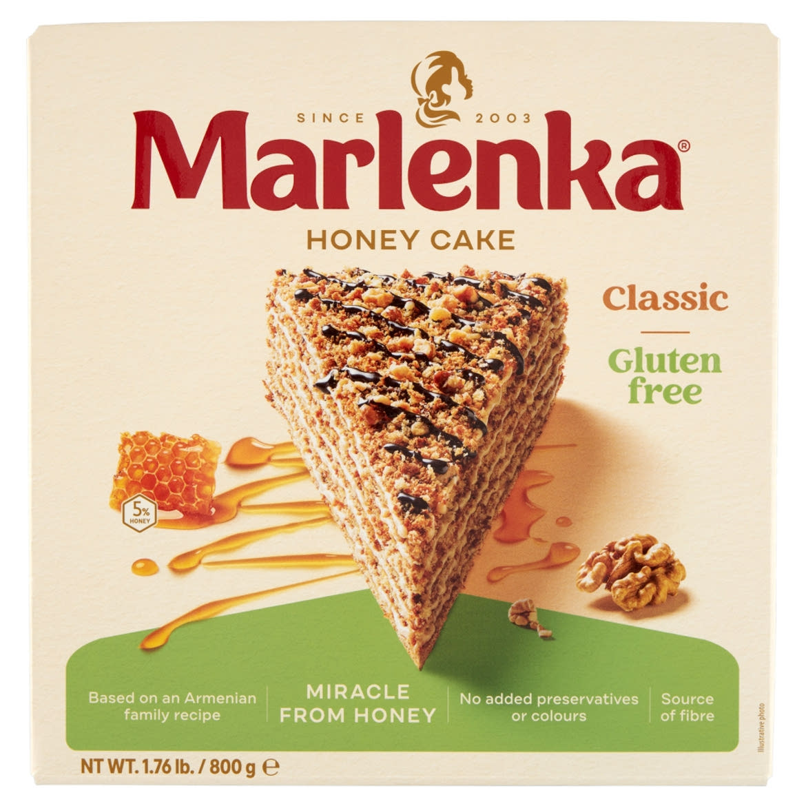 Marlenka gluténmentes mézes torta dióval