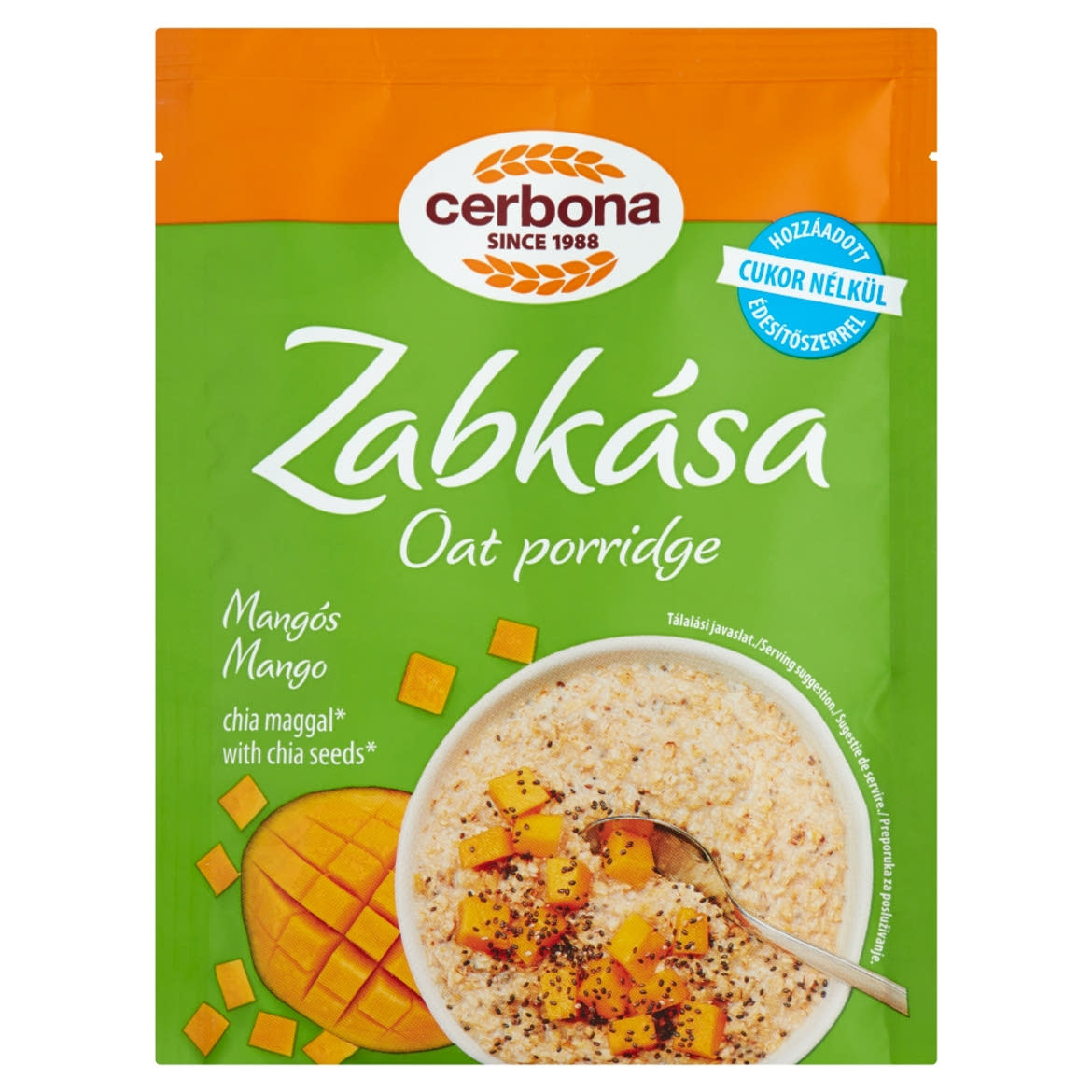 Cerbona mangós zabkása cukor hozzáadása nélkül, édesítőszerrel