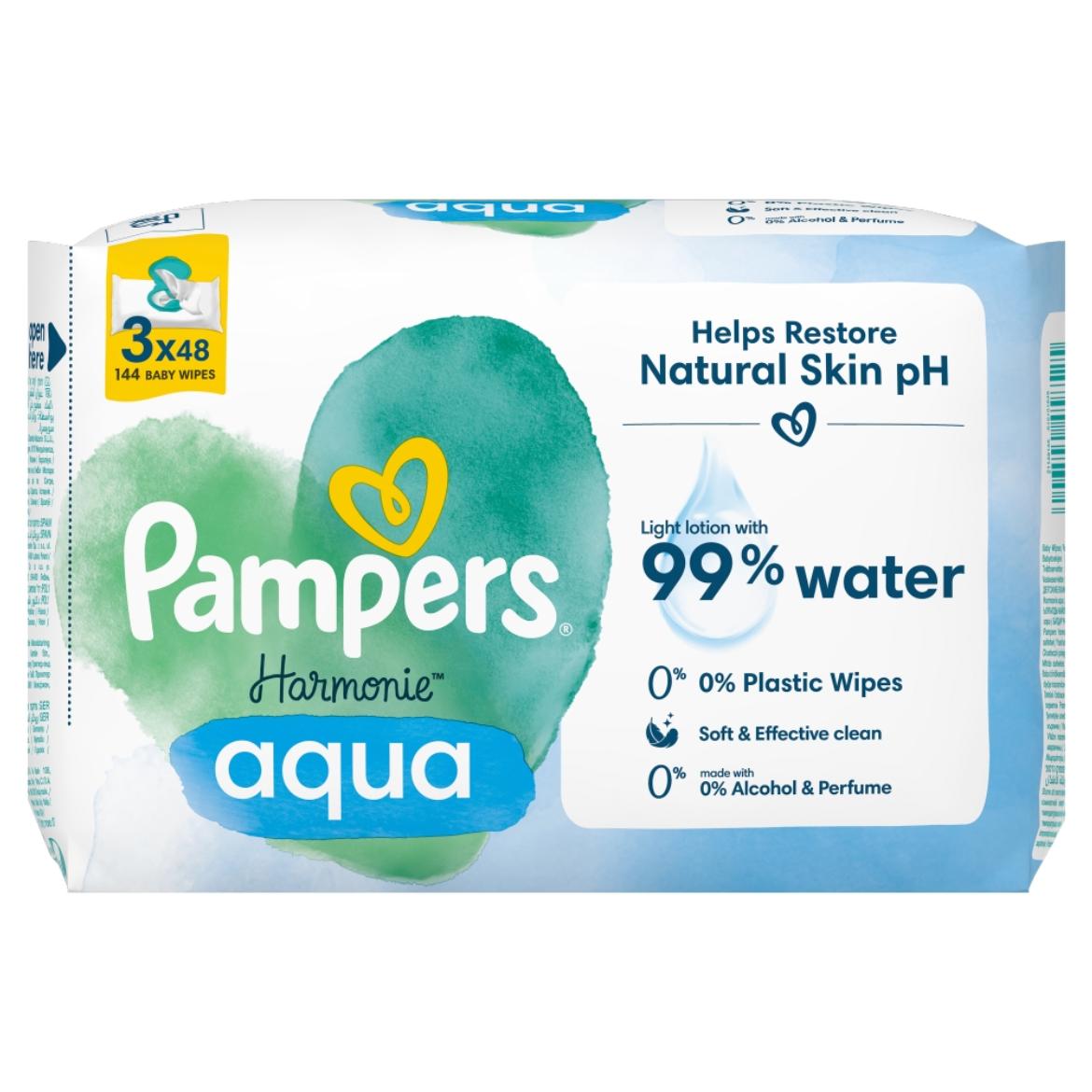 Pampers Harmonie Aqua nedves baba törlőkendő 3x48 db