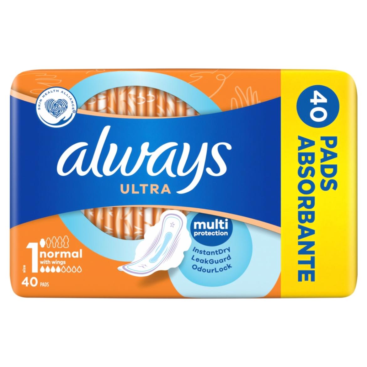 Always Ultra Normal (S1) Szárnyas Egészségügyi Betét, 40 Db