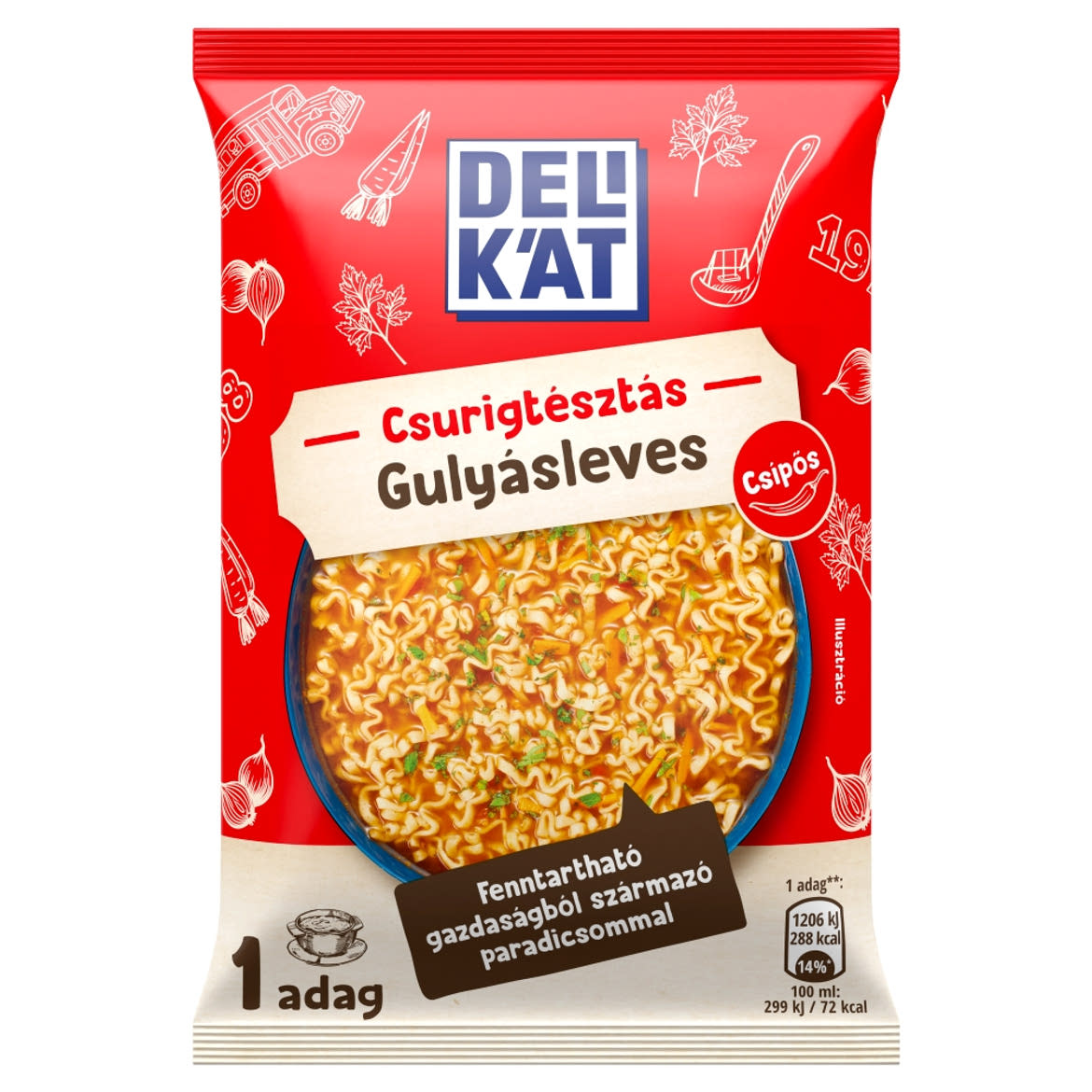 Delikát csurigtésztás gulyásleves