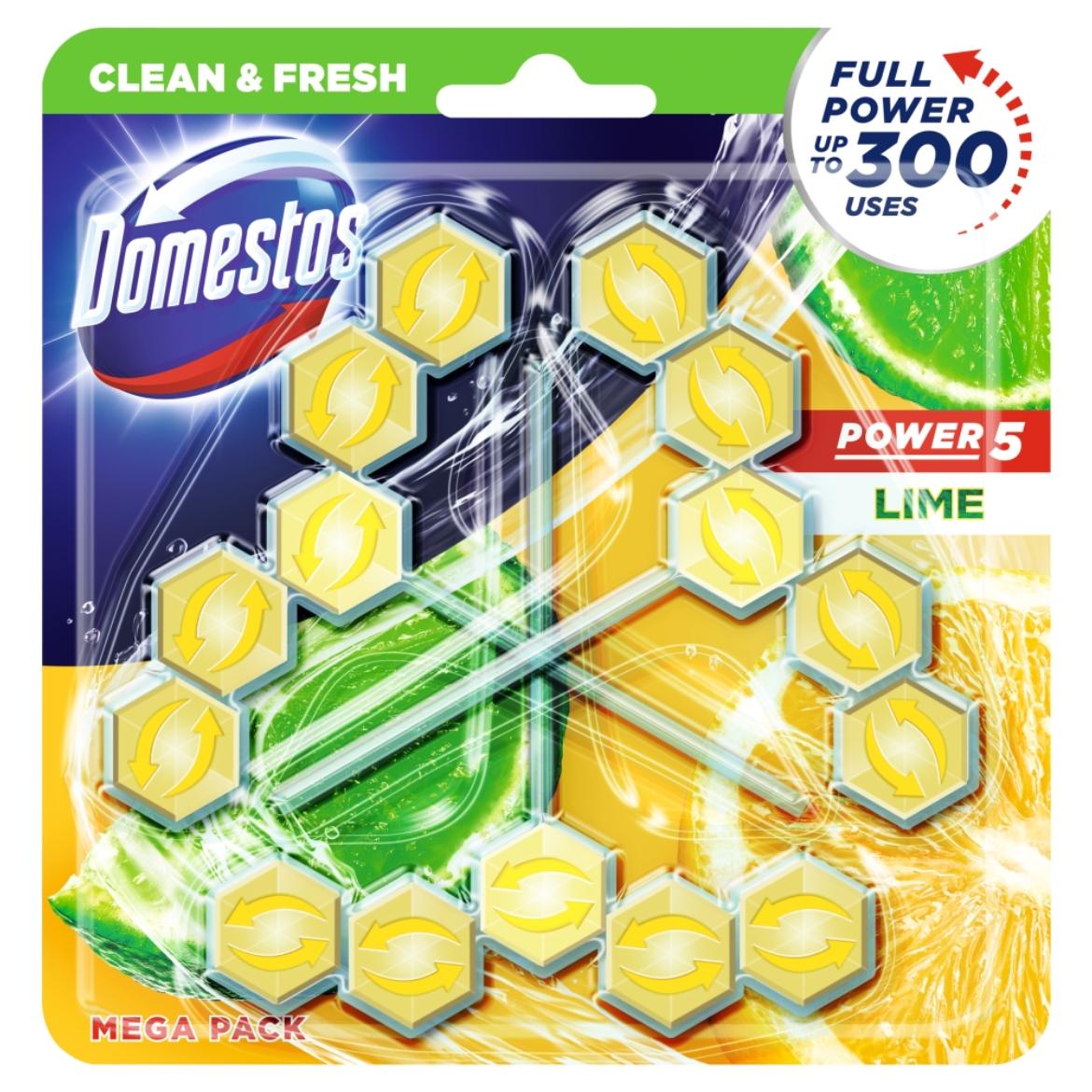 DOMESTOS Power5 WC frissítő blokk Lime 3 x