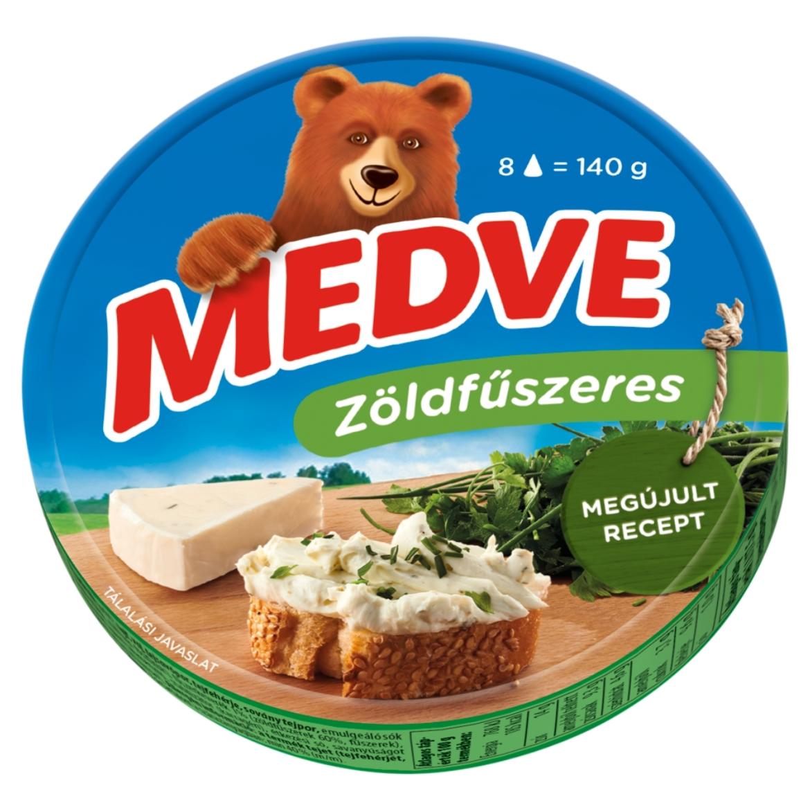 Medve zöldfűszeres kenhető, félzsíros ömlesztett sajt 8 x 17,5 g