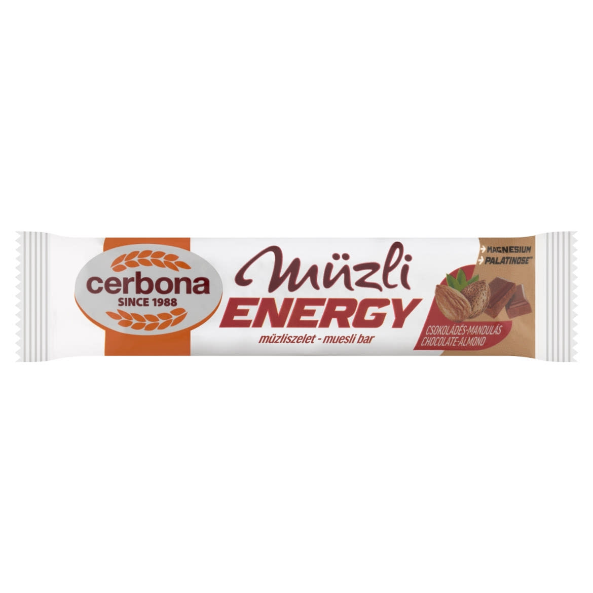 Cerbona Energy csokoládés-mandulás müzliszelet, magnéziummal