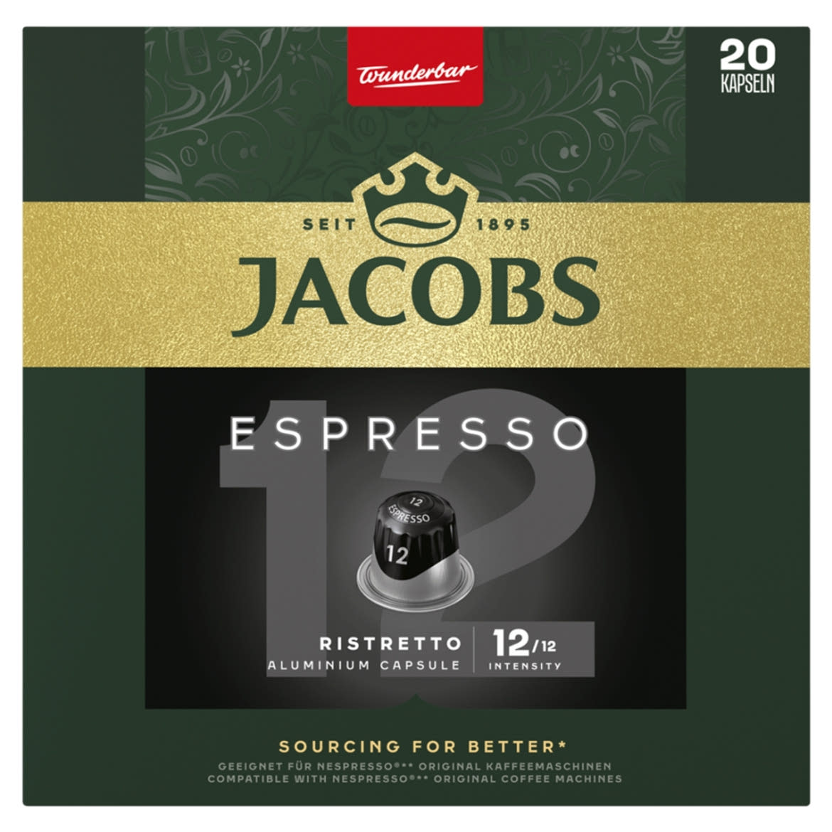 Jacobs Espresso 12 Ristretto őrölt-pörkölt kávé kapszulában