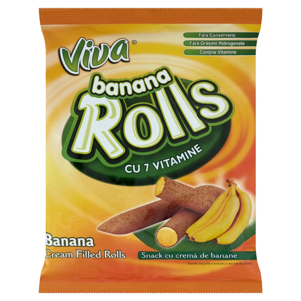 Viva Banana Rolls banános ízű krémmel töltött extrudált gabonarudacska