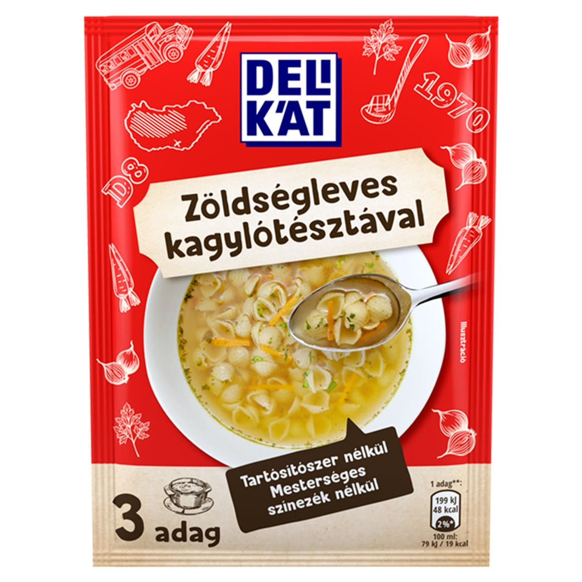 Delikát zöldségleves kagylótésztával