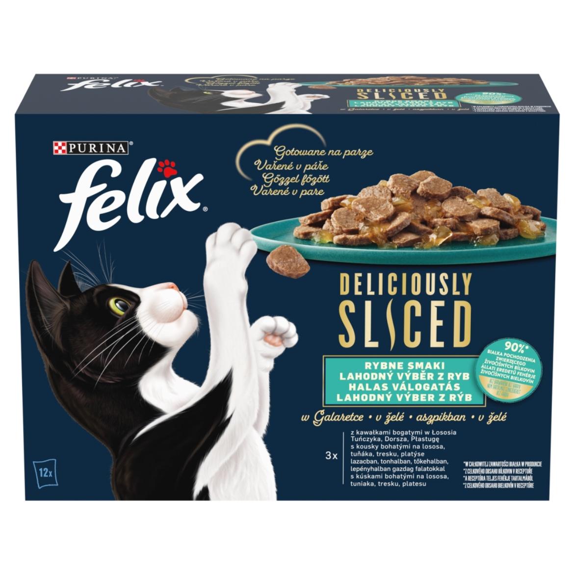 Felix Deliciously Sliced halas válogatás aszpikban nedves macskaeledel 12 x 85