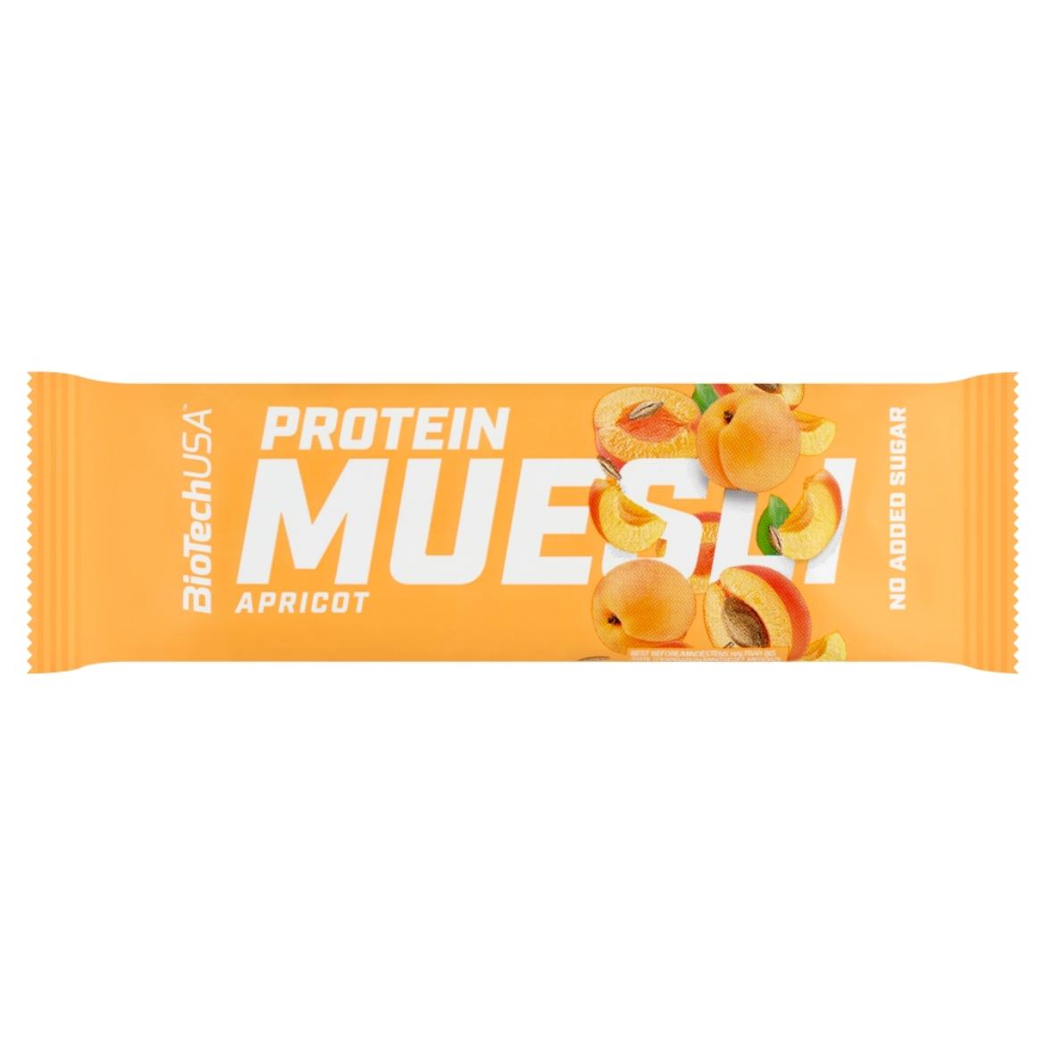 BioTechUSA Protein Muesli sárgabarackos müzliszelet vitaminokkal, vassal és édesítőszerrel