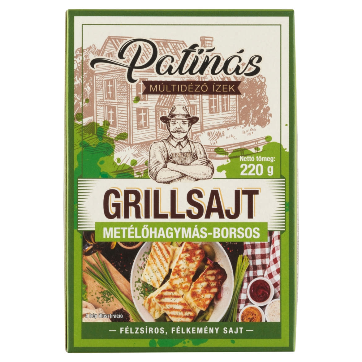 Patinás grillsajt metélőhagymás-borsos