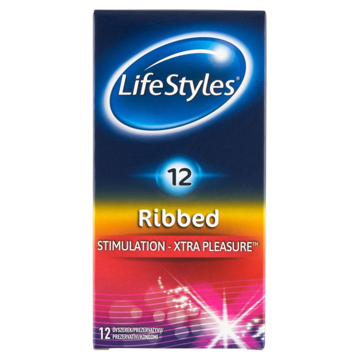 LifeStyles Ribbed Xtra Pleasure spermazsákkal ellátott, síkosított óvszer