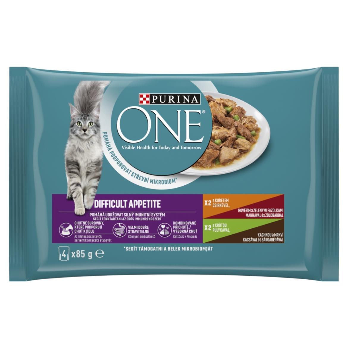Purina One Difficult Appetite teljes értékű állateledel felnőtt macskák számára 4 x  (340 g)