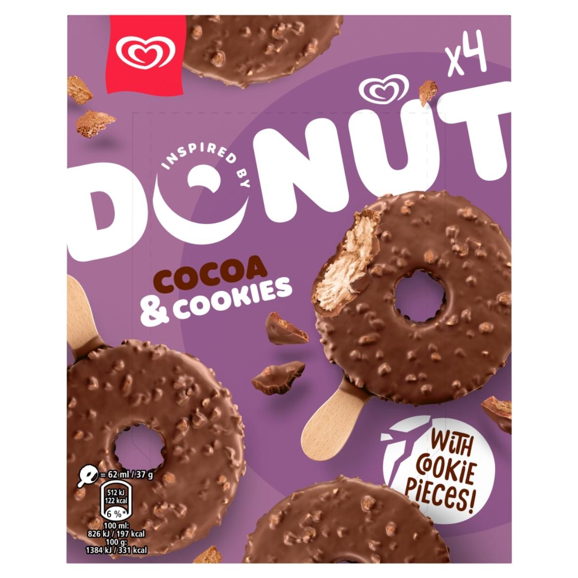Algida Donut keksz ízű jégkrém kakaós kekszdarabkákkal 4 x 62 ml ()