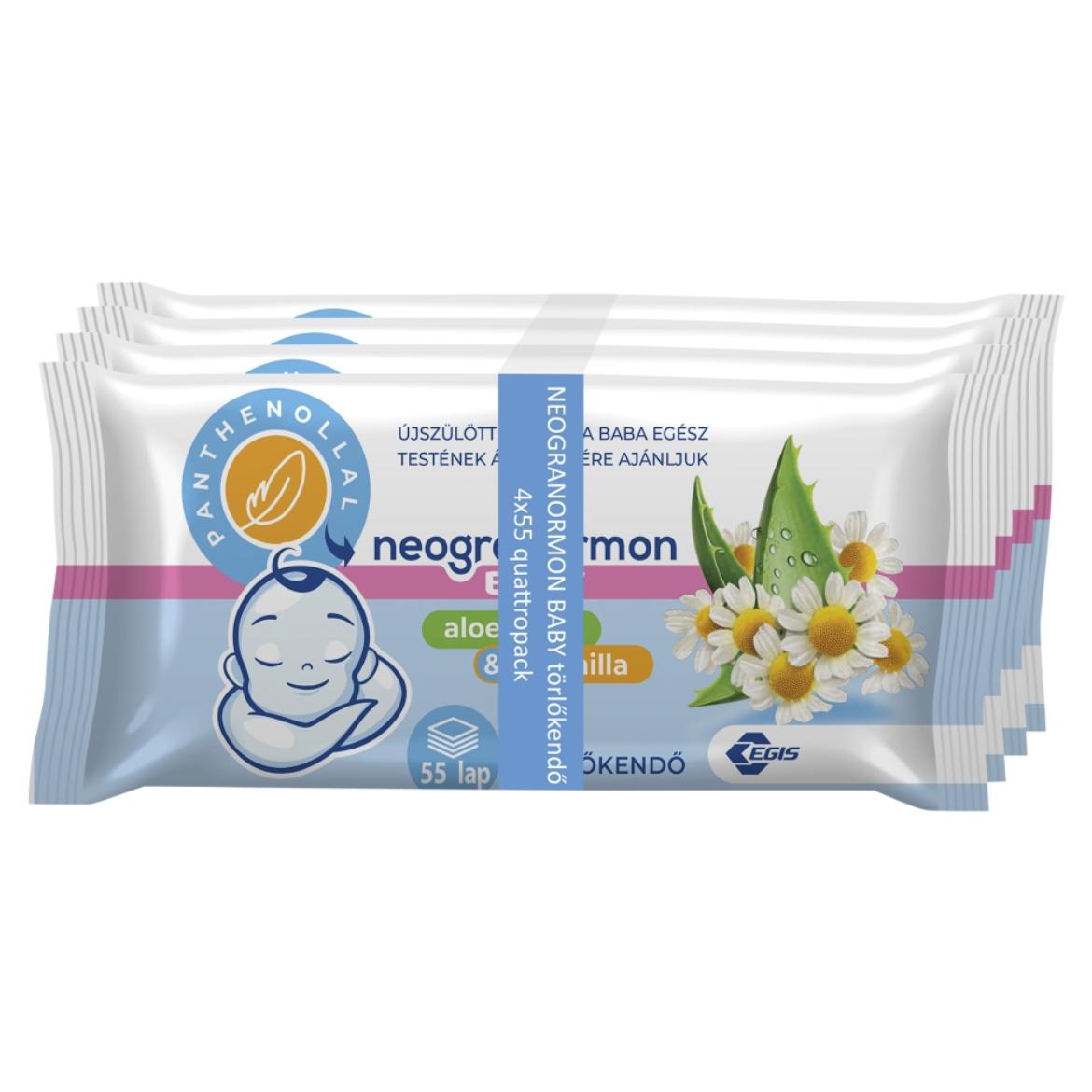 Neogranormon Baby törlőkendő aloe vera & kamilla kivonattal 4 x 55 db