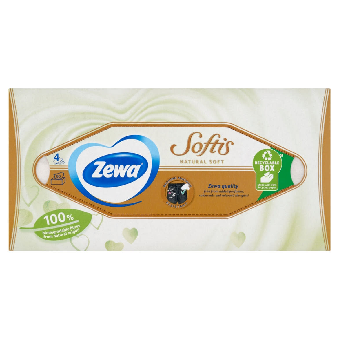 Zewa Softis Natural Soft dobozos papír zsebkendő 4 rétegű