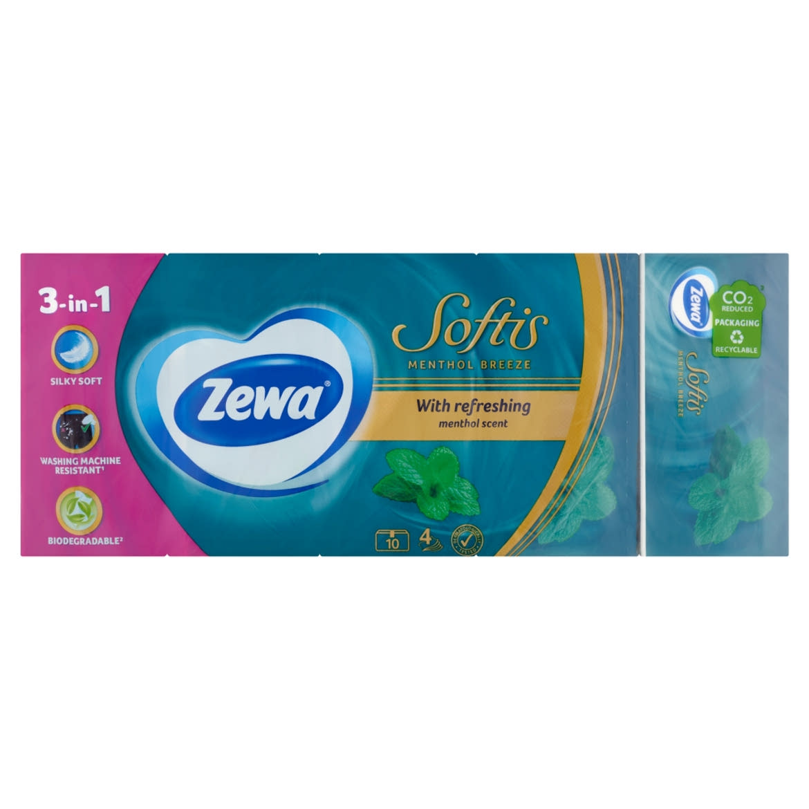 Zewa Softis Menthol Breeze illatosított papír zsebkendő 4 rétegű 10 x 9 db