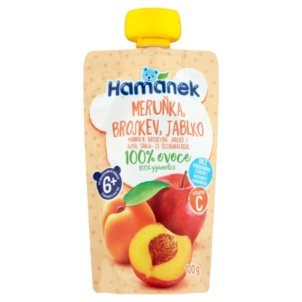 Hamánek gyümölcspüré alma,sárga -őszibarack 6 hónapos kortól