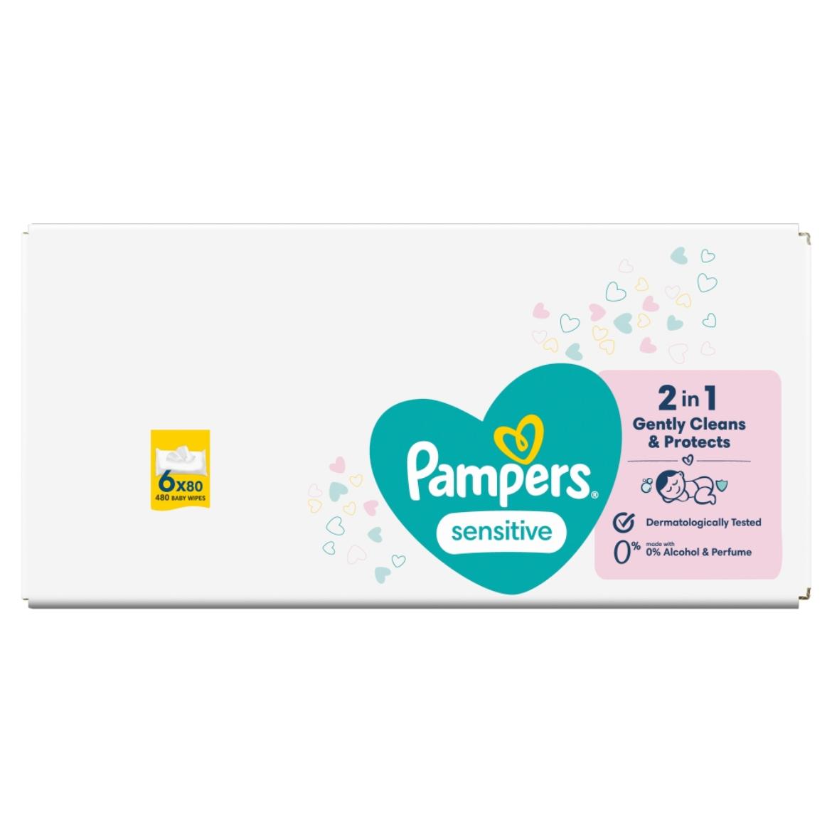 Pampers Sensitive Nedves Törlőkendő, 6 Csomag = 480 db
