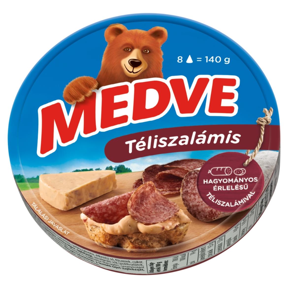 Medve téliszalámis kenhető, félzsíros ömlesztett sajt 8 x 17,5 g