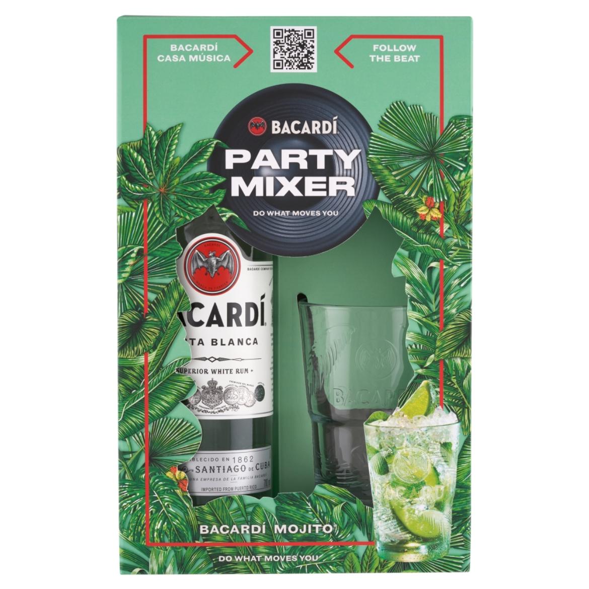 Bacardí Carta Blanca rum 37,5%  + pohár