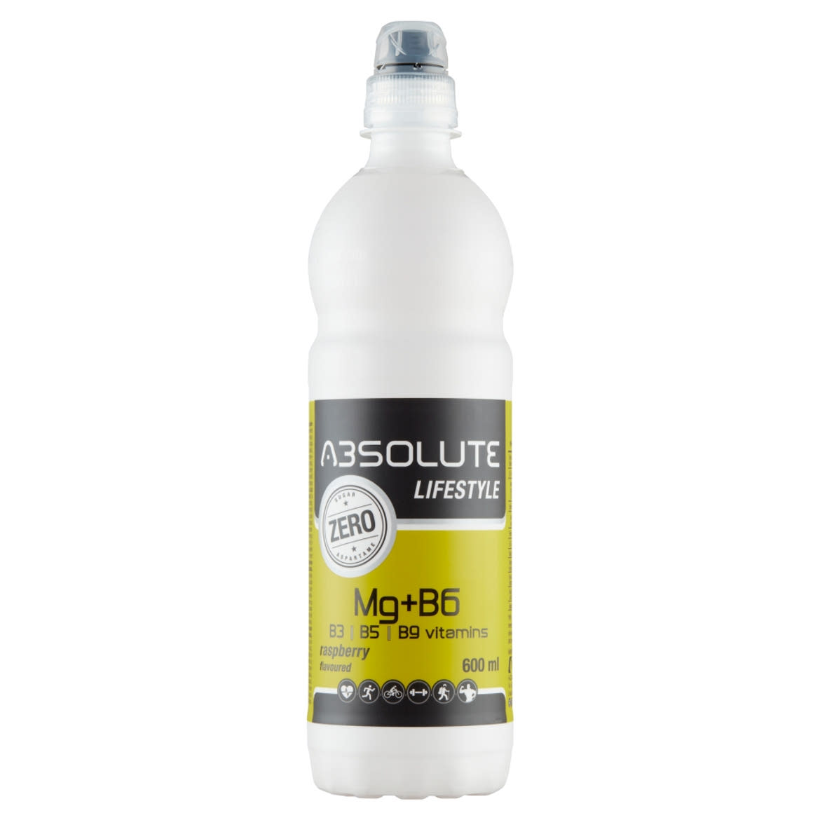 Absolute LifeStyle Mg+B6 energiamentes málna ízű szénsavmentes forrásvíz alapú üdítőital