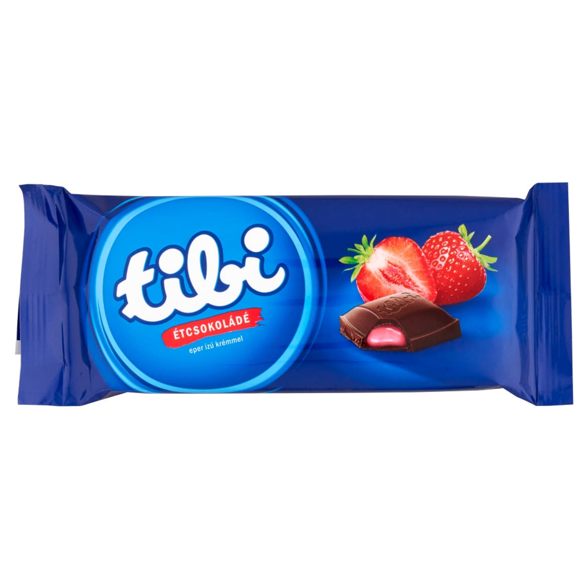Tibi Táblás csokoládé, étcsokoládé eper ízű krémmel töltve,