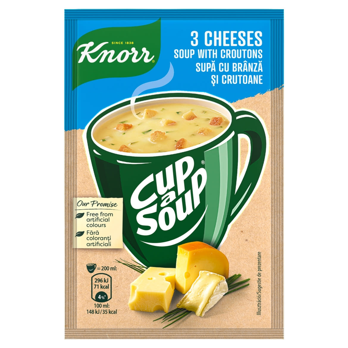 Knorr Cup a Soup 3 sajtkrémleves zsemlekockával