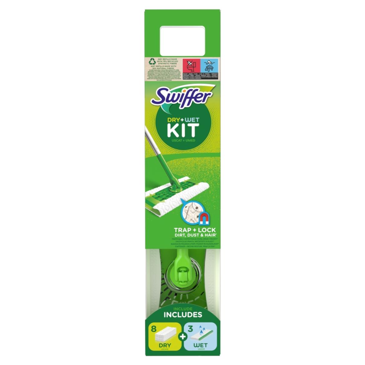 Swiffer Sweeper Kezdőkészet: 1 db Felmosó, 8 db Száraz És 3 db Nedves Felmosókendő Utántöltő